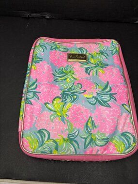 Lily Pulitzer Agenda Folio Computer Laptop Holder Bag Pink and Green